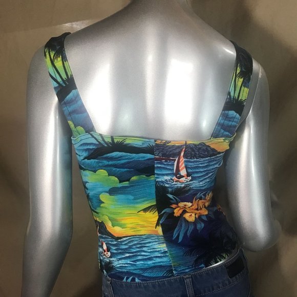 LOOKI USA Vintage Tropical Stretch Tank Small/Medium - Picture 8 of 12